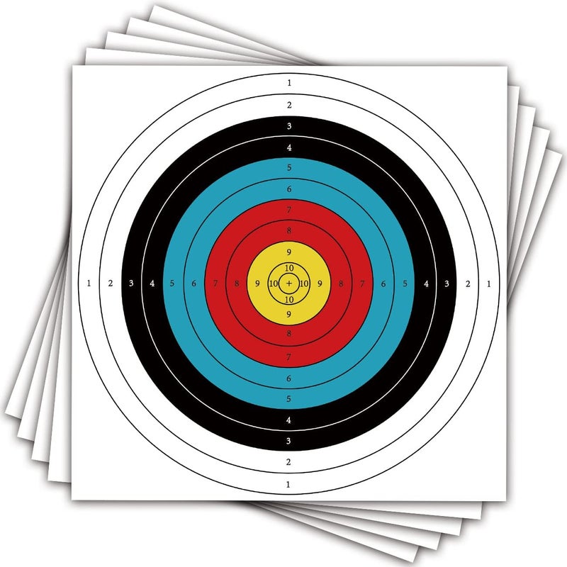 THREE ARCHERS أهداف الرماية ورقية 20 قطعة هدف رماية قياسي للفناء الخلفي 23.6 إنش 10 حلقة أهداف قوس وسهم للصيد والرماية ملحقات الرماية للتدريب على الأهداف - Image 1